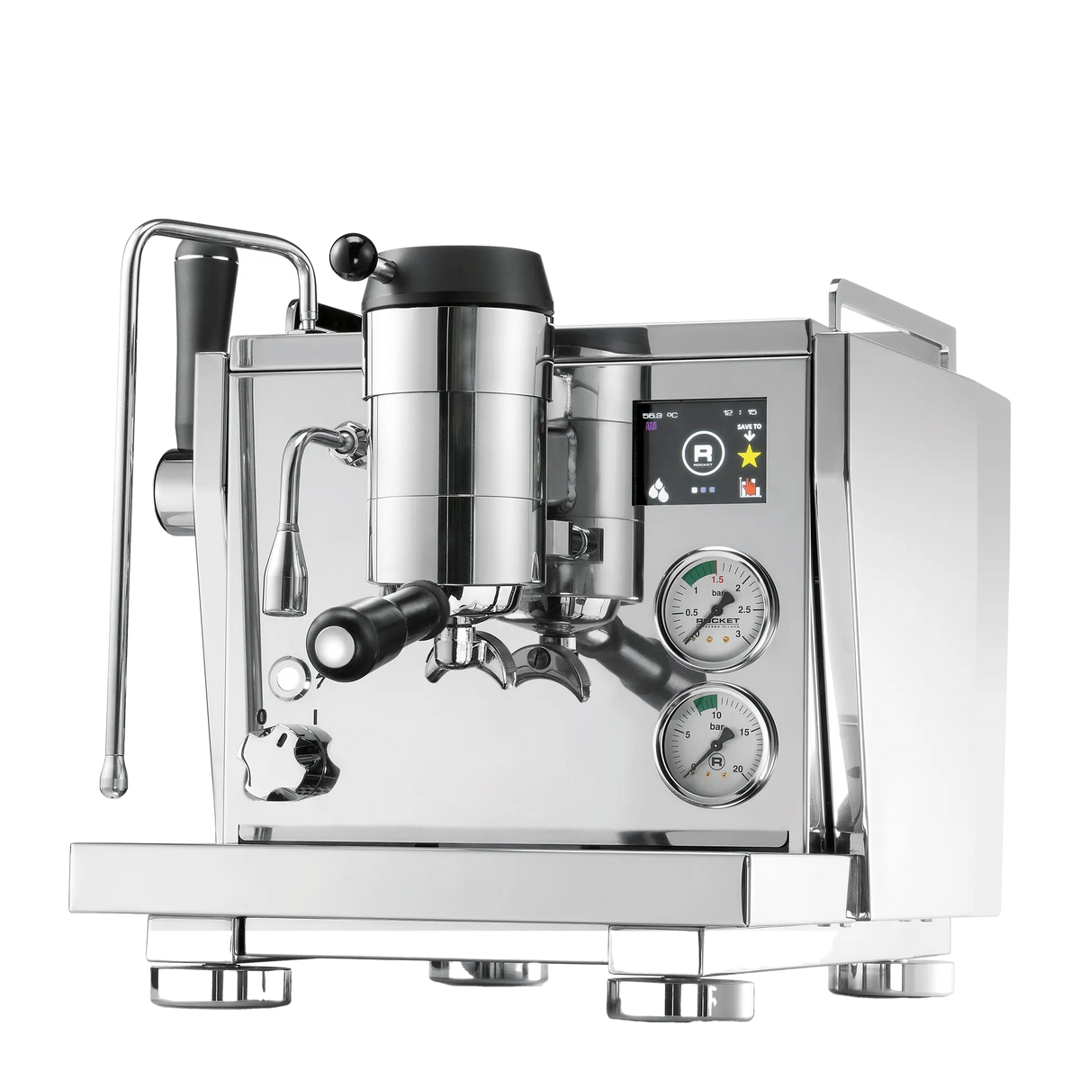 Rocket Espresso R Nine One – machine espresso multi-chaudières, vue de trois quarts